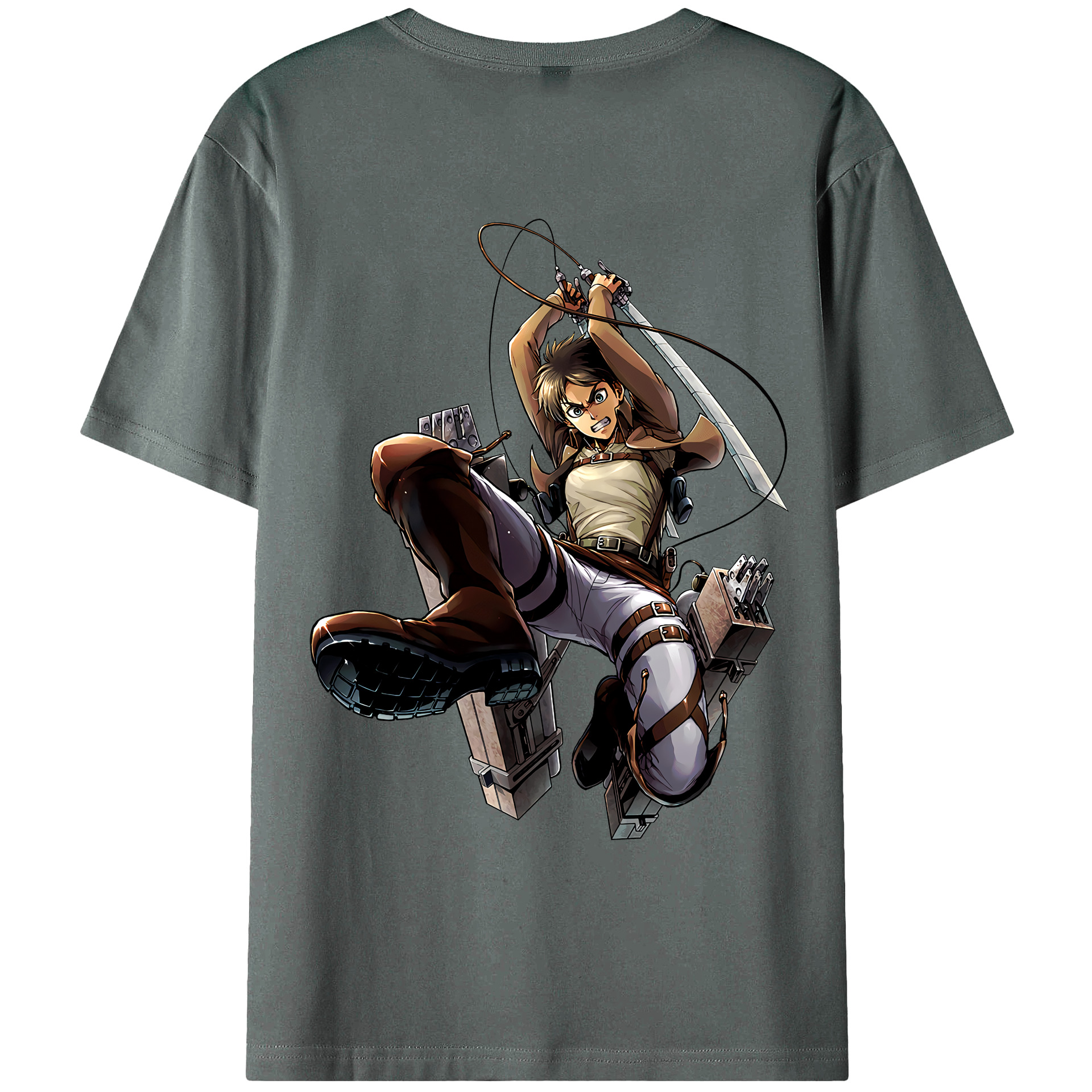 （画像用） 進撃の巨人 エレン･イェーガー Attack on Titan Eren Jäger 綿100％ メンズ半袖Tシャツ（バックプリント） 通気性